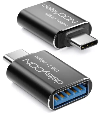 Produktbild von deleyCON USB C auf USB Adapter, 2 Stück, 5 Gbit/s OTG - Schwarz
