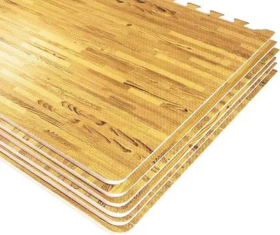 Produktbild von Famanu Schutzmatten für Bodenbeläge - Set von 20 Fitnessmatten - Licht Holz
