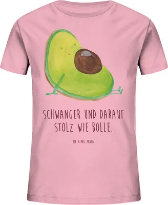 Produktbild von Mr. & Mrs. Panda Organic Kinder T-Shirt Avocado Schwangerschaft 9-11 Jahre (134/146) - Baumwolle Pink - Geschenk, Bio, Babyparty, Teenager, Wunder, Baby, Öko, Baumwollshirt
