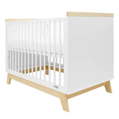 Zdjęcie produktu dla NEW BABY Łóżeczko z barierką New Baby MARCUS 120x60 cm biały/naturalny