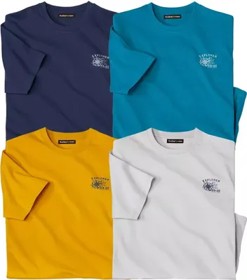 Produktbild von Atlas For Men - T-Shirt für Herren(4er-Pack) AF2133 (XL) (Hellgrau/Blau/Marineblau/Ocker)