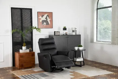 Produktbild von Happy Home verstellbarer Relaxsessel Massagesessel mit Heizfunktion ergonomischer Fernsehsessel in Lederoptik schwarz für Wohnzimmer