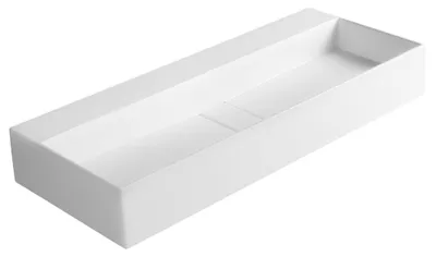 Imagen del producto de CUBIS: Lavabo de resina, 100x40 cm, sin orificio para grifo, color blanco