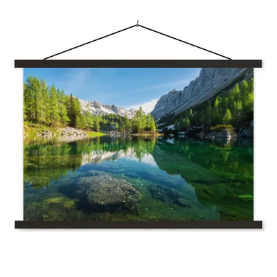 Produktbild von MuchoWow® Textilposter Wasser - Berge - Felsen 90x60 cm mit schwarzem Rahmen - Aufhängungssatz