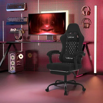 Produktbild von WOLTU Gaming Stuhl mit Massagefunktion, Taschenfederkissen, ergonomisch, Netzstoff, Schwarz