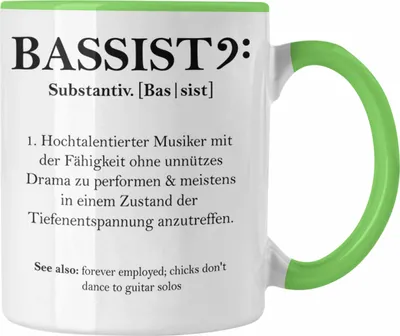 Produktbild von Trendation - Bassist Tasse Geschenk Definition Lustiger Spruch Bass-Spieler Geschenkidee (Grün)