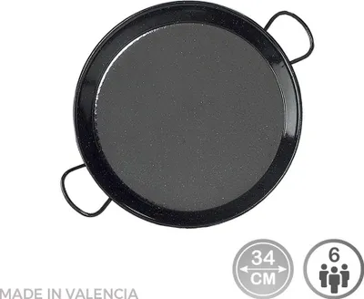 Image de Poêle à paella émaillée pour induction et vitrocéramique ø34cm (6 personnes). vaello