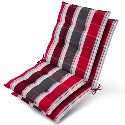 Image de Beautissu, lot de 2 coussins d'appui pour fauteuil bas Sun-NL, 100 x 50 x 8 cm, rayures rouges et anthracite