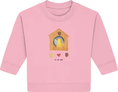 Produktbild von Mr. & Mrs. Panda Organic Baby Pullover Vogel Haus 12. - 18. Monat - Baumwolle Pink - Geschenk, Familie, Wohnung, Vogelhaus, Lustige Sprüche, Zuhause, Vogelhäuschen, Bullover