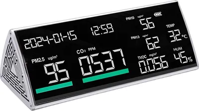 Zdjęcie produktu dla Wewnętrzny miernik jakości powietrza 9 w 1 Tester biurkowy PM2.5 PM1.0 PM10 Temperatura Wilgotność CO2 TVOC Wyświetlanie daty dla domu Hotel Szkoła