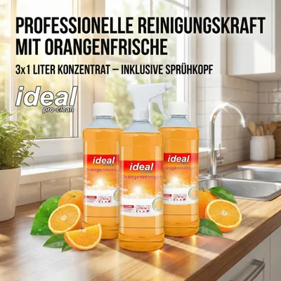 Produktbild von 3 L ( 3 x 1 liter )  ideal pro-clean Orangenreiniger Allzweck-/Universalreiniger Konzentrat