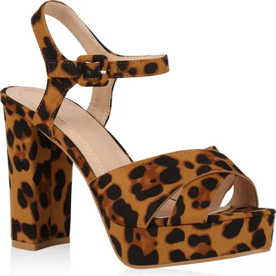 Produktbild von Mytrendshoe Damen Plateau Sandaletten High Heels Hohe Schuhe 820880, Farbe: Leopard, Größe: 38