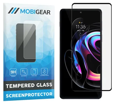 Produktbild von Mobigear Premium Displayschutzfolie für Motorola Edge 20 Pro, gehärtetes Glas, Displayschutz – kompatibel mit Hüllen, schwarz
