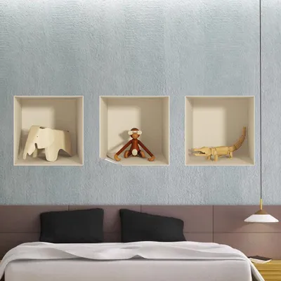 Obrázek produktu pro 3D samolepky se zvířaty ze dřeva, 40 x 120 cm