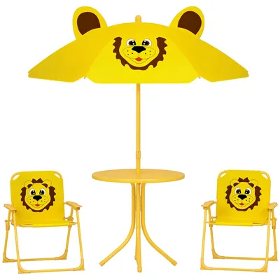Image de Ensemble de mobilier de jardin pour enfants AIYAPLAY avec chaises pliantes et parasol