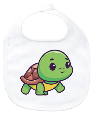 Produktbild von Huuraa Baby Lätzchen Baby Schildkröte Comic White Klettverschluss Baumwolle Latz Geschenkidee