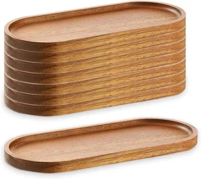 Obrázok produktu pre Sada drevených misiek na dezerty v tvare oválu s rozmermi 8 – 28 x 10 cm na predjedlá, občerstvenie a dezerty