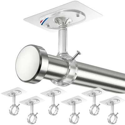 Image de Supports de tringle à rideaux sans perçage, lot de 6, diamètre 25-32 mm, pour bois et métal