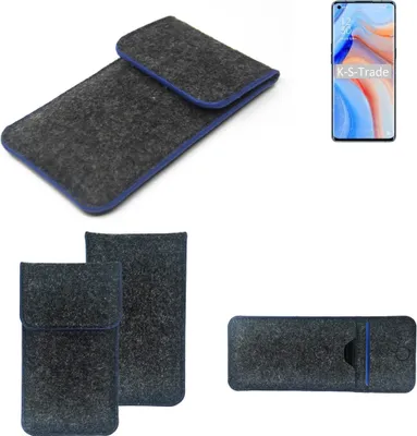 Produktbild von K-S-Trade Handy-Hülle Schutz-Hülle kompatibel mit Oppo K7x Filztasche Pouch Tasche Case Sleeve Filzhülle dunkelgrau, blauer Rand