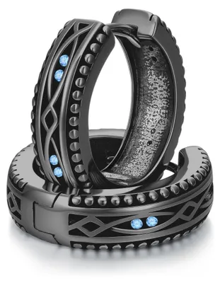 Productafbeelding van Creolen Zwart - Oorbellen met Keltische Knoop - Oorbellen Zilver - Geschenken voor Mannen/Vrouwen - S925 Sterling Zilver - Inclusief Geschenkdoos