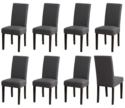 Obrázek produktu pro 8 šedých potahů na jídelní židle, elastické