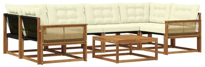 Immagine prodotto di vidaXL Set divani da esterno con cuscini 7 pezzi Naturale e Crema