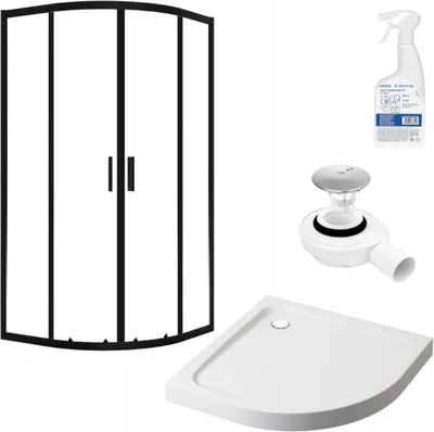 Zdjęcie produktu dla Laveo Kabina Prysznicowa Bresso 90x90 cm Czarna Półokrągła z Brodzikiem - Nowoczesny Design i Bezpieczne Szkło