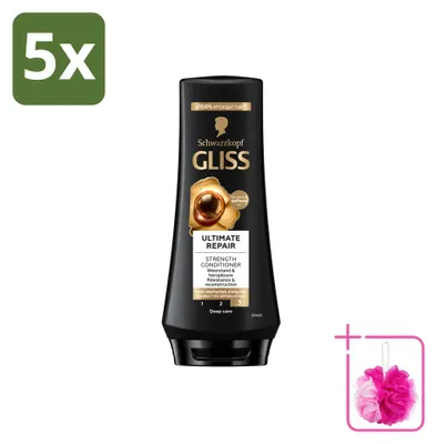 Productafbeelding van 5 x Gliss Ultimate Repair Conditioner - Voor sterk beschadigd haar - 200 ml - Voordelige verpakking - 5 stuks