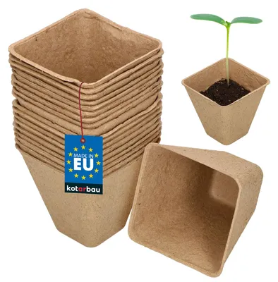 Zdjęcie produktu dla KOTARBAU® 18 sztuk biodegradowalnych doniczek torfowych Biodegradowalne doniczki torfowe 8x8x8 cm