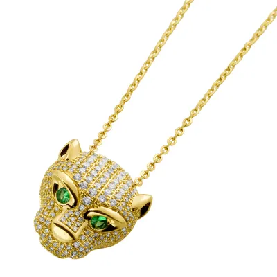 Produktbild von Panther Kette Gelbgold 585 Natur Tsavorite Diamanten   45