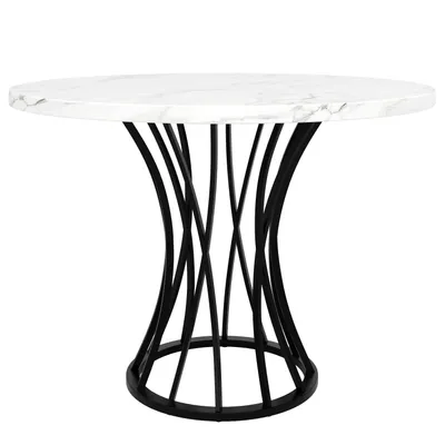 Produktbild von Flieks Esstisch Rundtisch, Esszimmertisch mit schwarzen Beinen, leichter und r Tisch, Küchentisch für Esszimmer Wohnzimmer, 80x80x76 cm, Weiß