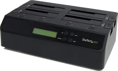 Zdjęcie produktu dla StarTech.com SATDOCK4U3RE, Duplikator HDD, 3 kopii, USB/eSATA, Czarny, Plastik, USB Typu B