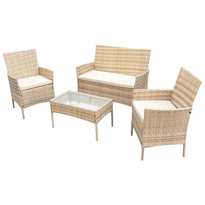 Produktbild von SVITA BROOKLYN Gartenlounge 4-tlg. Gartenmöbel Set Sitzgruppe Polyrattan Beige