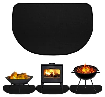 Produktbild von Feuerfeste Unterlage aus Glasfasersilikon, 40 x 60 cm Hitzeschutzmatte für Kaminofen und BBQ-Grills, Schwarz