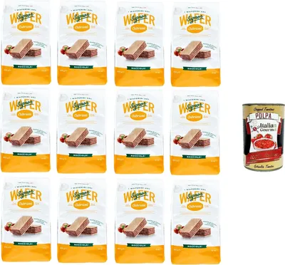 Produktbild von Cabrioni i waferini del signor cabrioni wafer nocciola! Mr. Cabrionis Haselnusswaffeln! 12x400 g+ Italian Gourmet polpa 400g