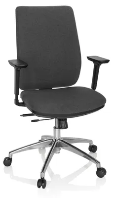 Produktbild von hjh OFFICE Profi Bürostuhl INTEGRIO I Ergonomischer Schreibtischstuhl mit Armlehnen (höhenverstellbar) Stoff Dunkelgrau Drehstuhl für Büro, Zuhause