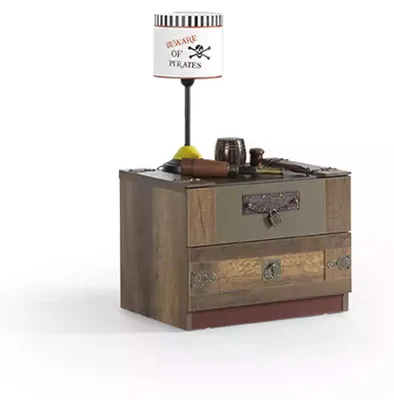 Produktbild von Garnitur Pirat Bettrahmen Jugendbett Holz Braun 3tlg Set Kinderzimmer