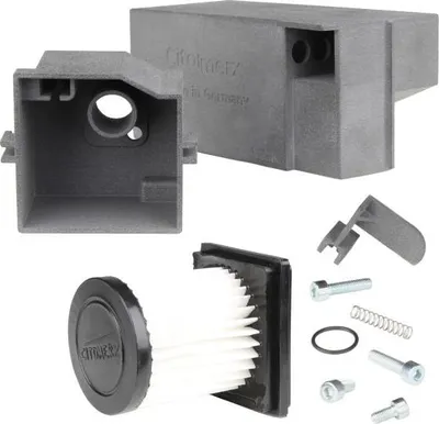 Productafbeelding van Luchtfilterbehuizing 20 mm vierkant + luchtfilter 22 mm + voorbehuizing voor Hercules Optima Supra 2 3 / Prima M 2 3 4 5 Sachs 504 505