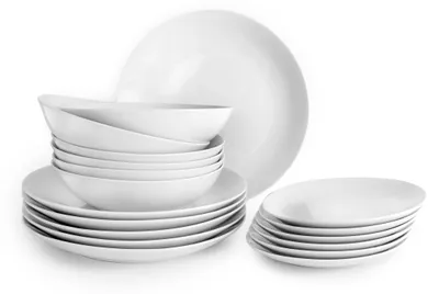 Immagine prodotto di Set di piatti in porcellana - 18 pezzi - Per 6 persone - Bianco
