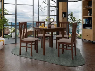 Obrázek produktu pro Jídelní rozkládací stůl 80 cm se 4 židlemi ADELBITE 4 - ořech / hnědá 1