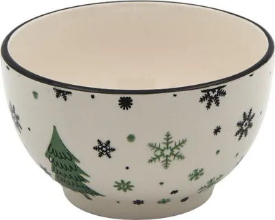 Productafbeelding van Porseleinen schaal met kerstboommotief – Kerstservies – 14 cm – Set van 6 stuks