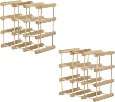Produktbild von MODO24 Weinregal Modular, 24 Flaschen, 2 Module, Flaschenregal, Weinständer, Eiche Massivholz, Modul 36x36x24 cm, Natur Unbehandelt, RW7