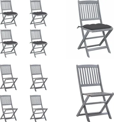 Produktbild von vidaXL Klappbare Gartenstühle 4 Stk. mit Kissen Massivholz Akazie - Gartenstuhl - Gartenstühle - Holz Gartenstuhl - Holz Gartenstühle