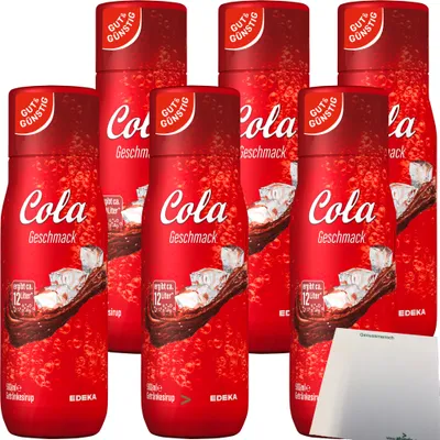 Produktbild von Gut & Günstig Cola Getränkesirup 6er Pack (6x500ml Flasche) + usy Block