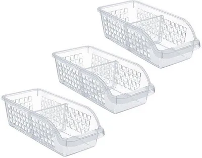 Zdjęcie produktu dla Organizery do lodówki z przegródkami - przezroczyste pojemniki do przechowywania - 3 sztuki - plastik