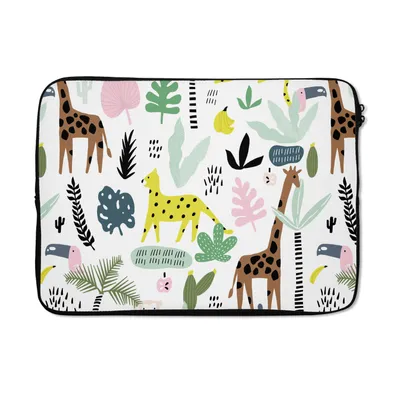 Produktbild von MuchoWow® Laptop Hülle 14 ZollDschungel - Muster - Tiere Laptoptasche - Laptoptasche - Stoßsicher - Schutzhaube