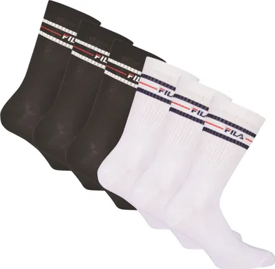 Produktbild von FILA Unisex Socken, 6er Pack - Strümpfe, Street, Lifesyle, Sport (2x 3 Paar) Schwarz/Weiß 43-46