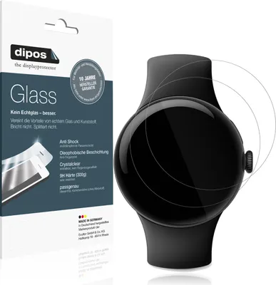 Produktbild von 2x Schutzfolie für Google Pixel Watch 1 - Anti-Shock 9H Folie dipos Glass Kunststoffglas