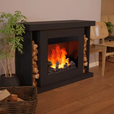 Produktbild von GLOW FIRE Elektrokamin 'Ares Opti Myst' | Wasserdampf Kamin mit Heizung inkl. Holz in weiß als Standkamin| HxBxT: 106x131x38 cm