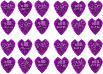 Produktbild von 24x Dunlop Kirk Hammett Jazz III custom V-shaped Plektren, 0,88 mm, lila